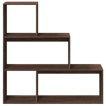 Room Divider Bookcase 3-Tier Brown Oak 123x29x123 cm Engineered Wood