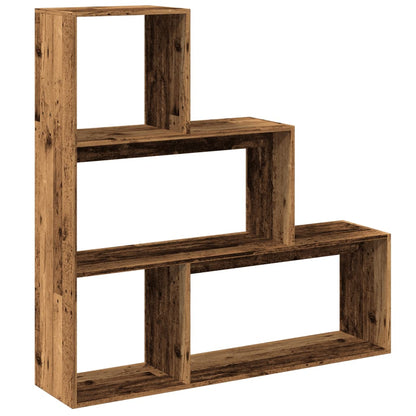 Room Divider Bookcase 3-Tier Old Wood 123x29x123 cm Engineered Wood