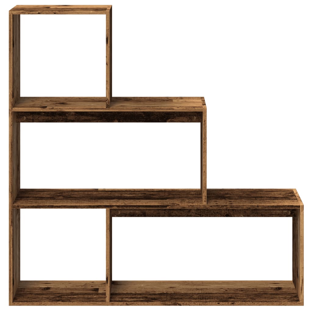 Room Divider Bookcase 3-Tier Old Wood 123x29x123 cm Engineered Wood