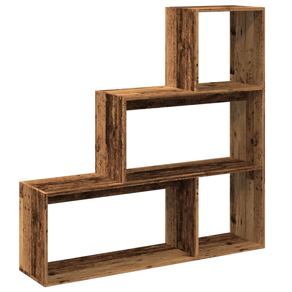 Room Divider Bookcase 3-Tier Old Wood 123x29x123 cm Engineered Wood