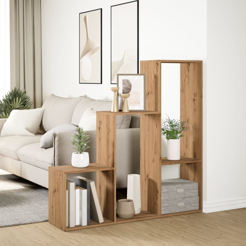 Room Divider Bookcase 3-Tier Artisan Oak 123x29x123 cm Engineered Wood