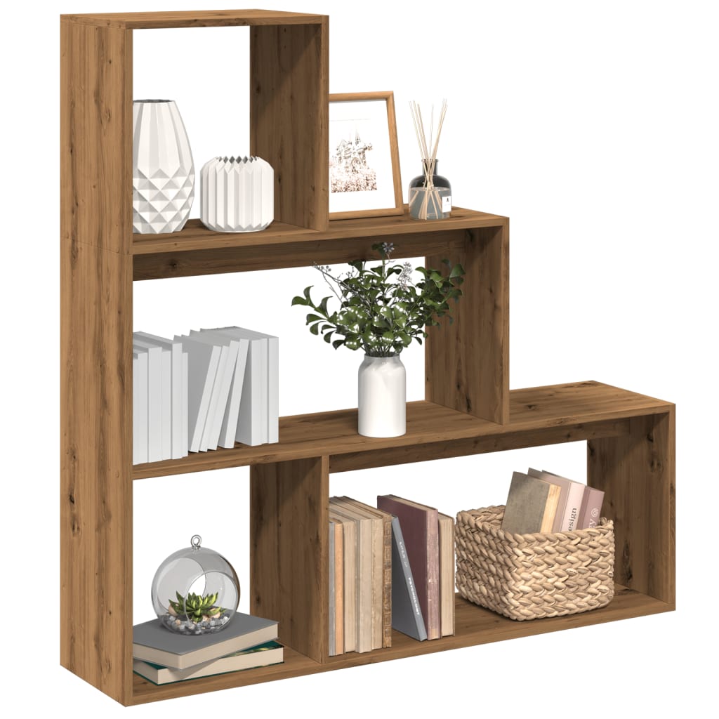 Room Divider Bookcase 3-Tier Artisan Oak 123x29x123 cm Engineered Wood