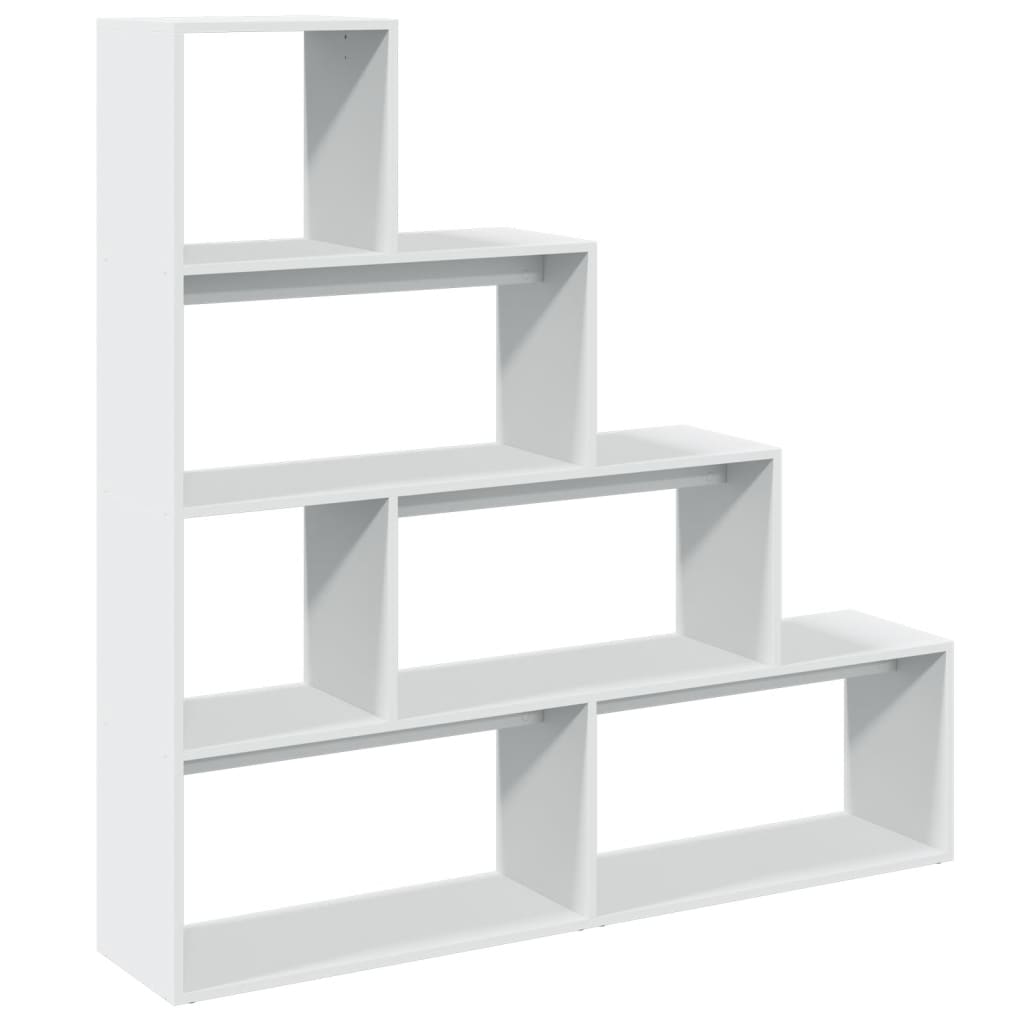 Room Divider Bookcase 4-Tier White 143.5x29x143.5 cm Engineered Wood