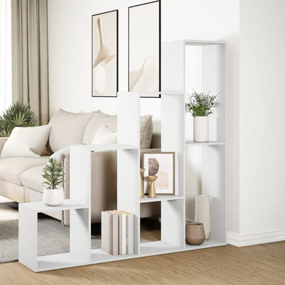 Room Divider Bookcase 4-Tier White 143.5x29x143.5 cm Engineered Wood