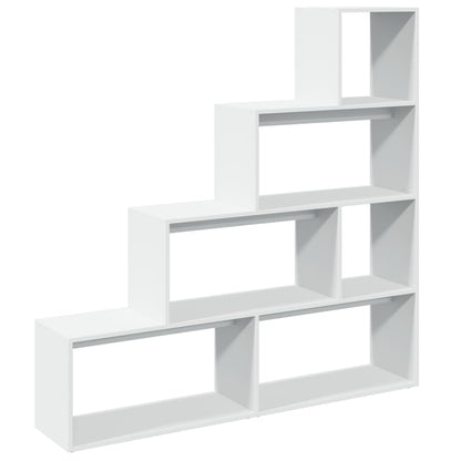 Room Divider Bookcase 4-Tier White 143.5x29x143.5 cm Engineered Wood