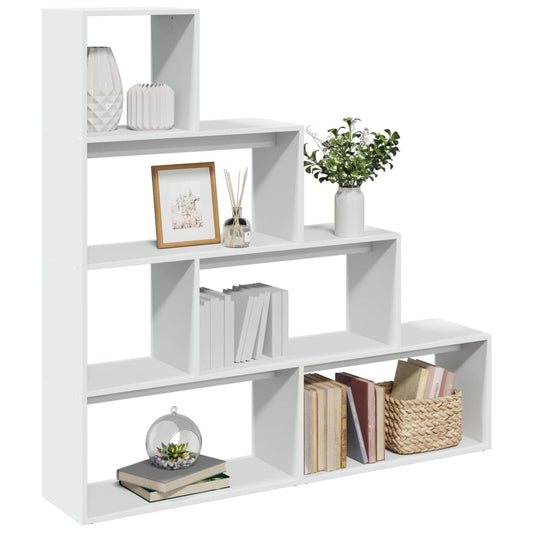 Room Divider Bookcase 4-Tier White 143.5x29x143.5 cm Engineered Wood