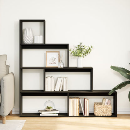 Room Divider Bookcase 4-Tier Black 143.5x29x143.5 cm Engineered Wood