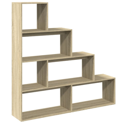 Room Divider Bookcase 4-Tier Sonoma Oak 143.5x29x143.5 cm Engineered Wood