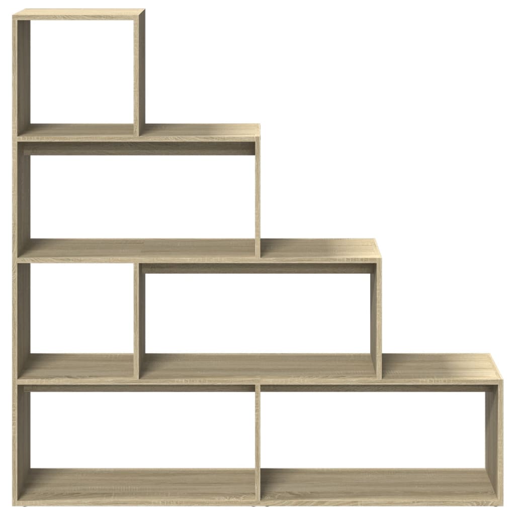 Room Divider Bookcase 4-Tier Sonoma Oak 143.5x29x143.5 cm Engineered Wood