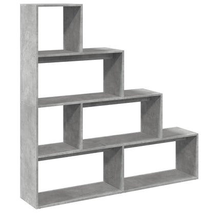 Room Divider Bookcase 4-Tier Concrete Grey 143.5x29x143.5 cm Engineered Wood