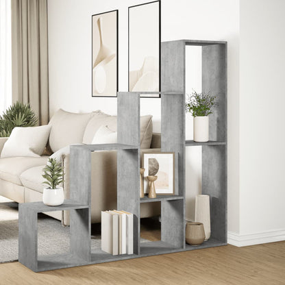 Room Divider Bookcase 4-Tier Concrete Grey 143.5x29x143.5 cm Engineered Wood