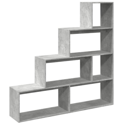 Room Divider Bookcase 4-Tier Concrete Grey 143.5x29x143.5 cm Engineered Wood