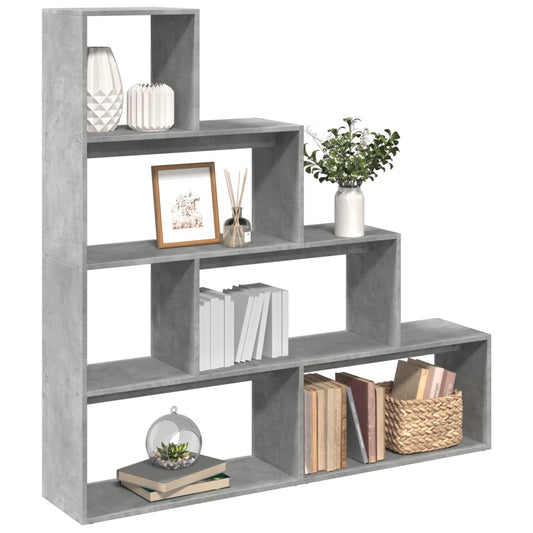 Room Divider Bookcase 4-Tier Concrete Grey 143.5x29x143.5 cm Engineered Wood