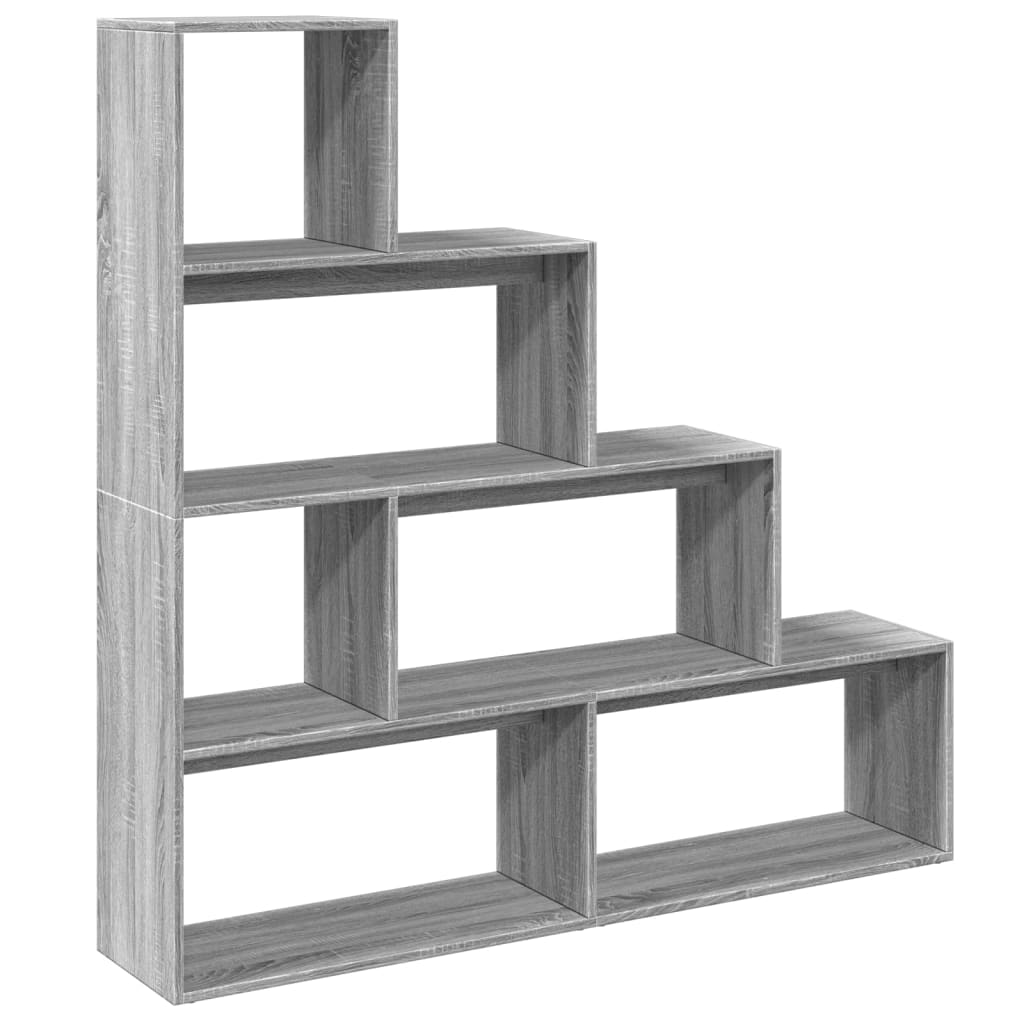 Room Divider Bookcase 4-Tier Grey Sonoma 143.5x29x143.5 cm Engineered Wood