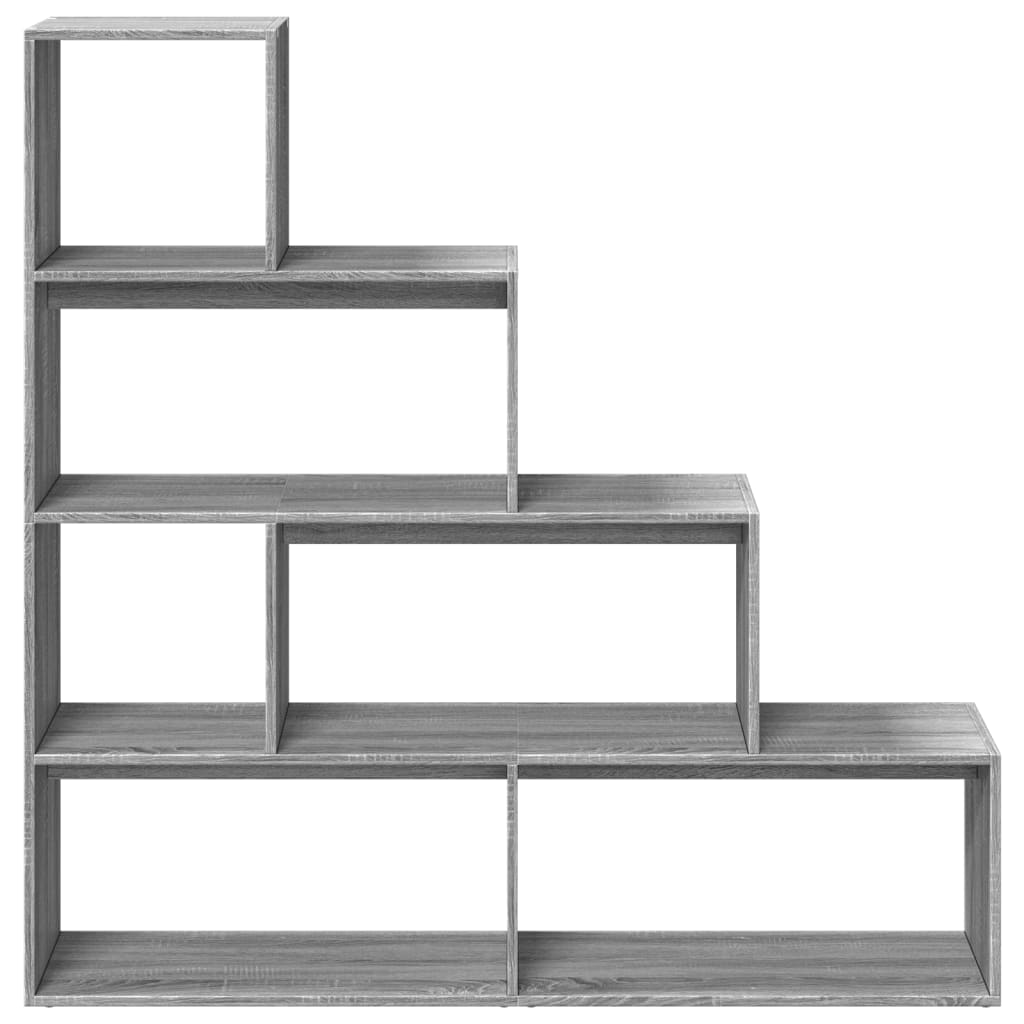 Room Divider Bookcase 4-Tier Grey Sonoma 143.5x29x143.5 cm Engineered Wood