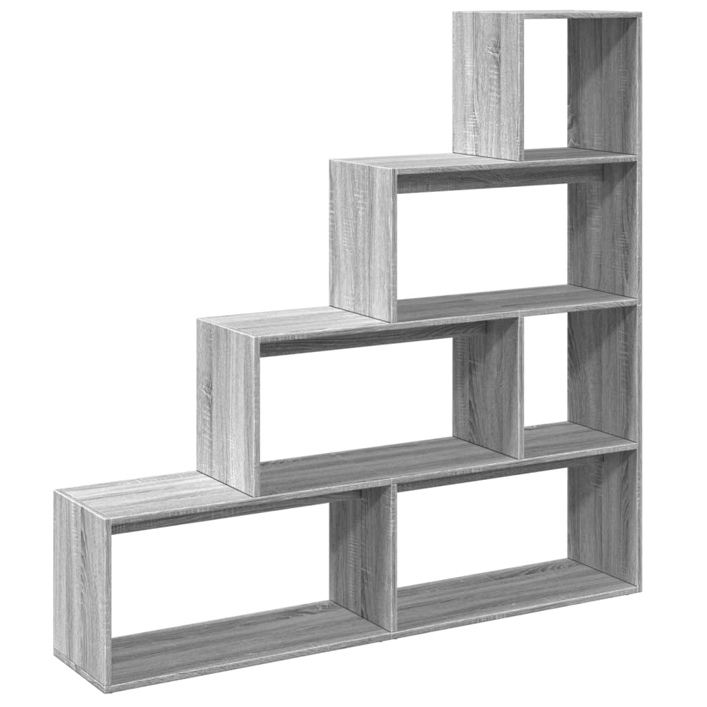 Room Divider Bookcase 4-Tier Grey Sonoma 143.5x29x143.5 cm Engineered Wood