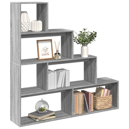 Room Divider Bookcase 4-Tier Grey Sonoma 143.5x29x143.5 cm Engineered Wood