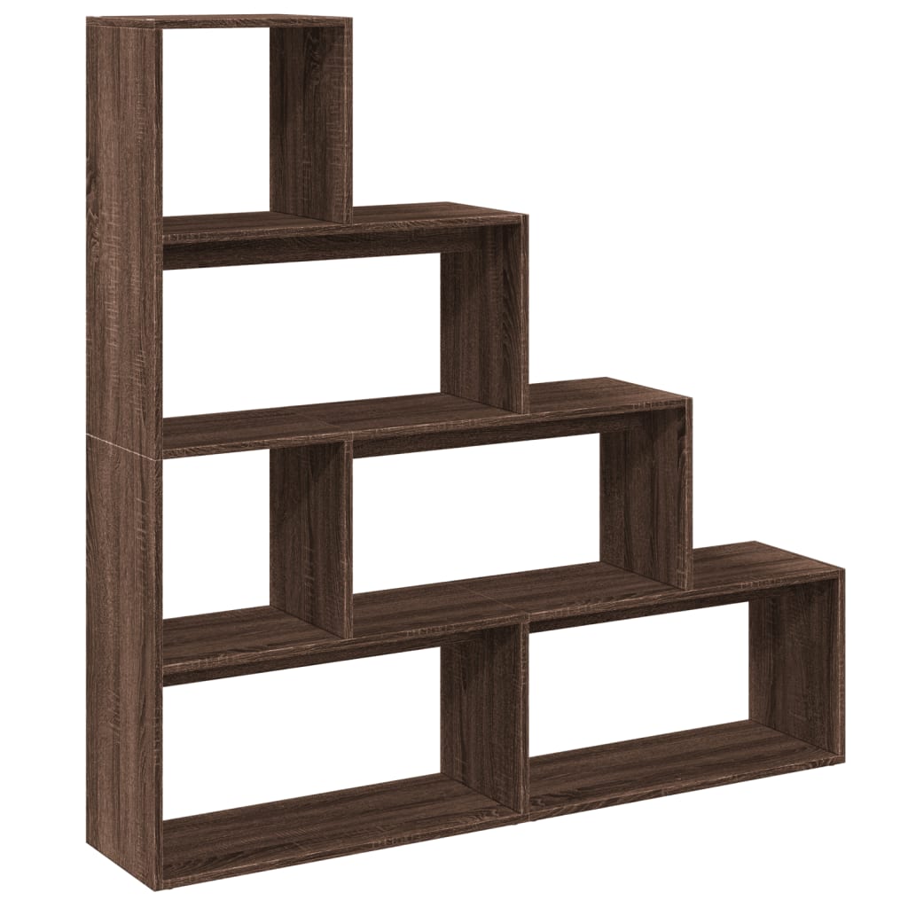 Room Divider Bookcase 4-Tier Brown Oak 143.5x29x143.5 cm Engineered Wood