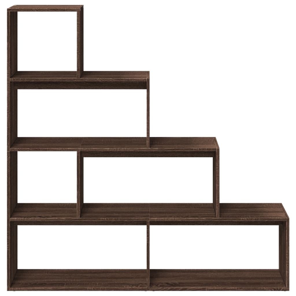 Room Divider Bookcase 4-Tier Brown Oak 143.5x29x143.5 cm Engineered Wood