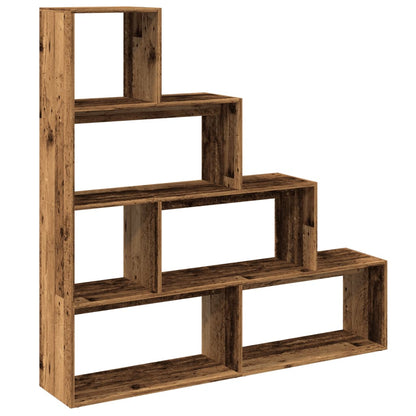 Room Divider Bookcase 4-Tier Old Wood 143.5x29x143.5 cm Engineered Wood