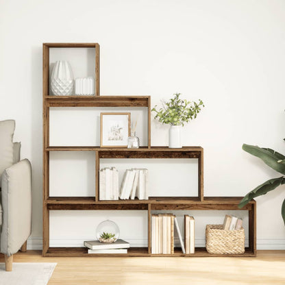 Room Divider Bookcase 4-Tier Old Wood 143.5x29x143.5 cm Engineered Wood