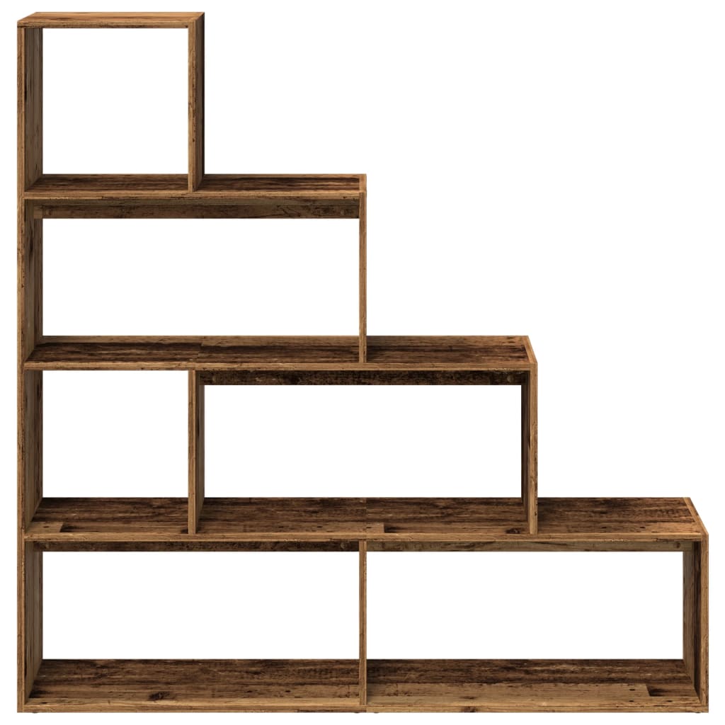 Room Divider Bookcase 4-Tier Old Wood 143.5x29x143.5 cm Engineered Wood