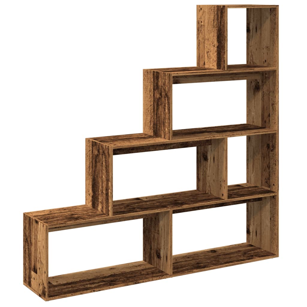 Room Divider Bookcase 4-Tier Old Wood 143.5x29x143.5 cm Engineered Wood