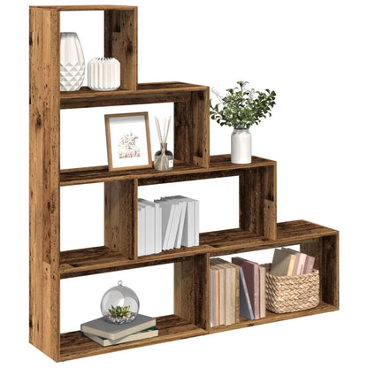 Room Divider Bookcase 4-Tier Old Wood 143.5x29x143.5 cm Engineered Wood