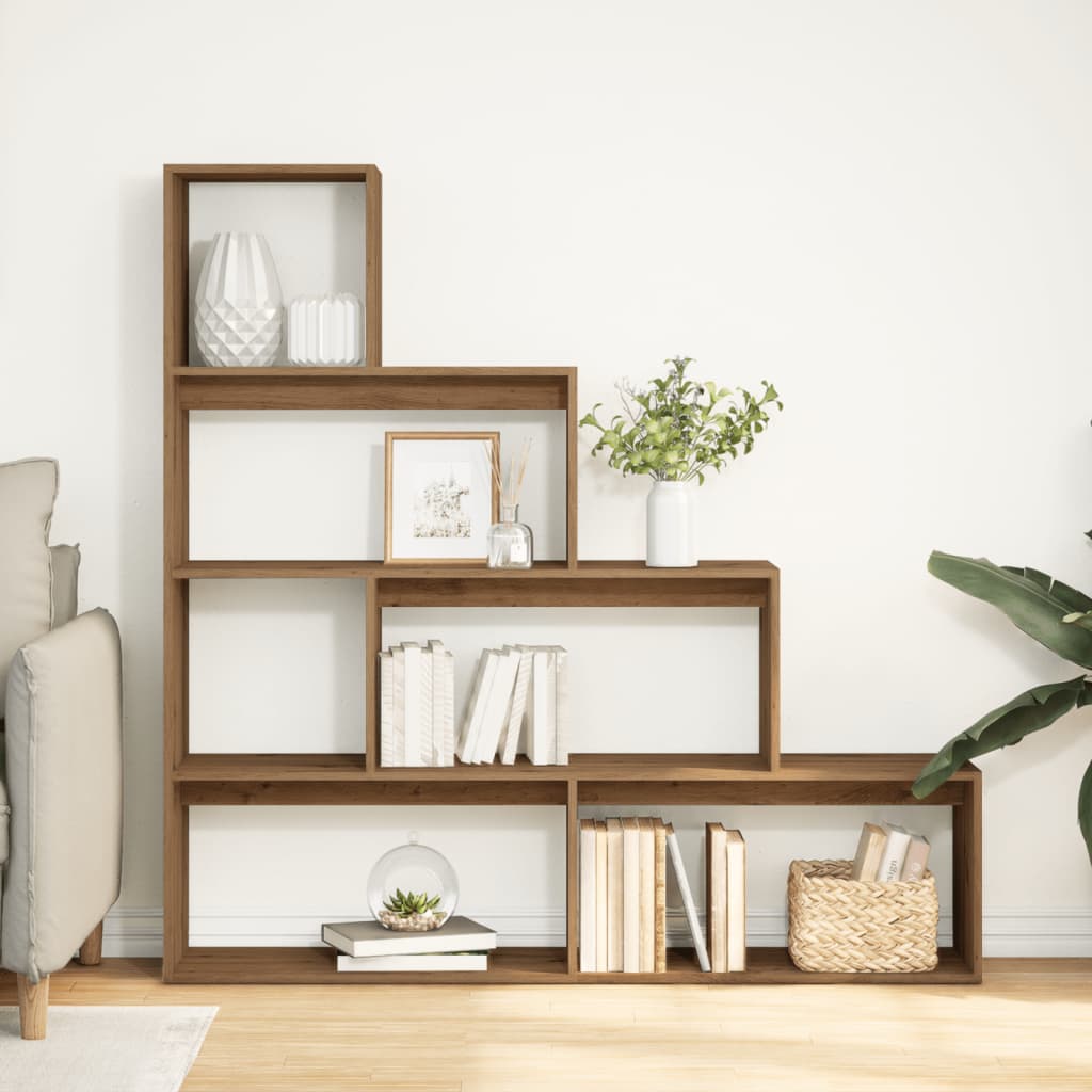 Room Divider Bookcase 4-Tier Artisan Oak 143.5x29x143.5 cm Engineered Wood