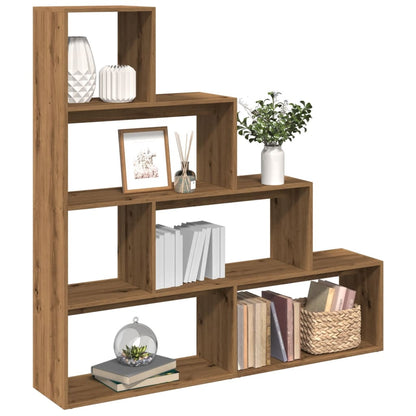 Room Divider Bookcase 4-Tier Artisan Oak 143.5x29x143.5 cm Engineered Wood