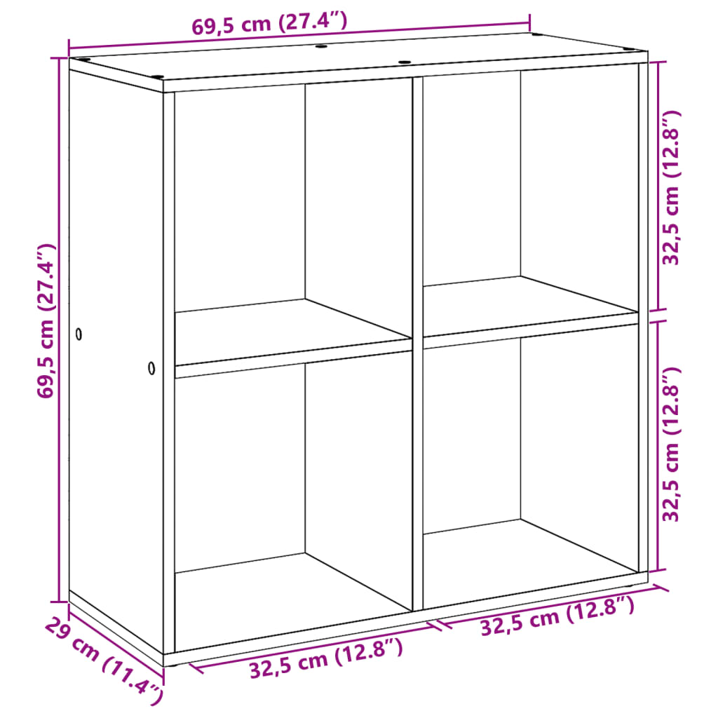 Room Divider Bookcase Sonoma Oak 69.5x29x69.5 cm Engineered Wood