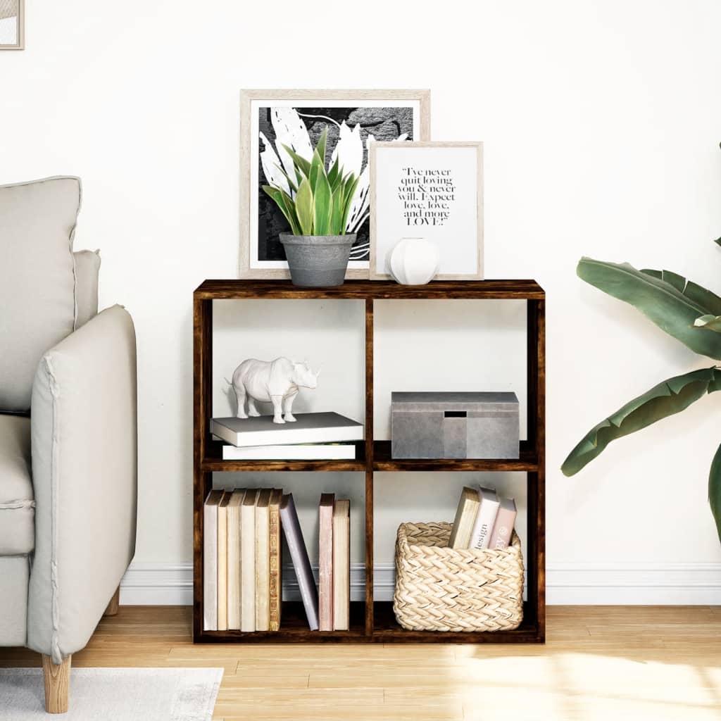 Room Divider Bookcase Smoked Oak 69.5x29x69.5 cm Engineered Wood