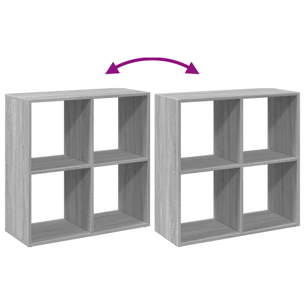 Room Divider Bookcase Grey Sonoma 69.5x29x69.5 cm Engineered Wood