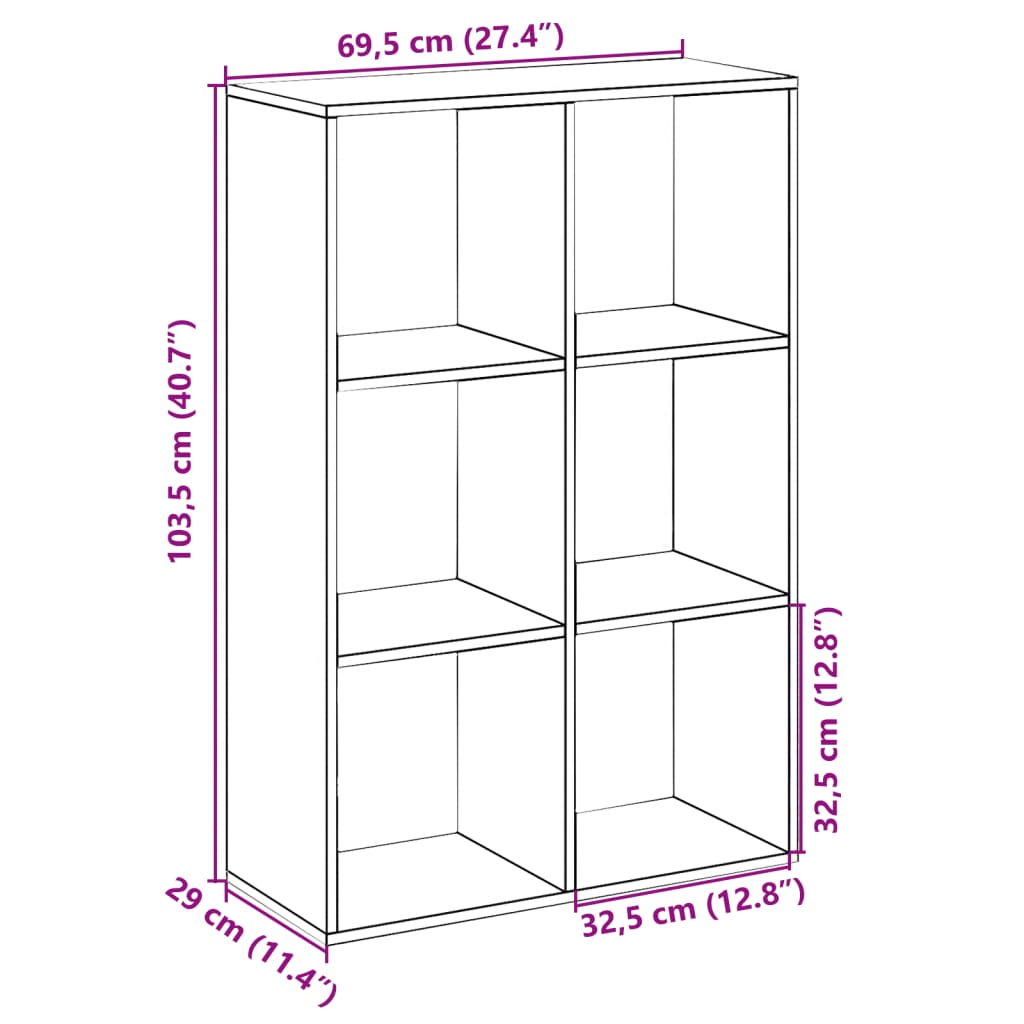 Room Divider Bookcase White 69.5x29x103.5 cm Engineered Wood