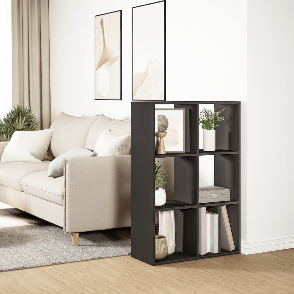 Room Divider Bookcase Black 69.5x29x103.5 cm Engineered Wood