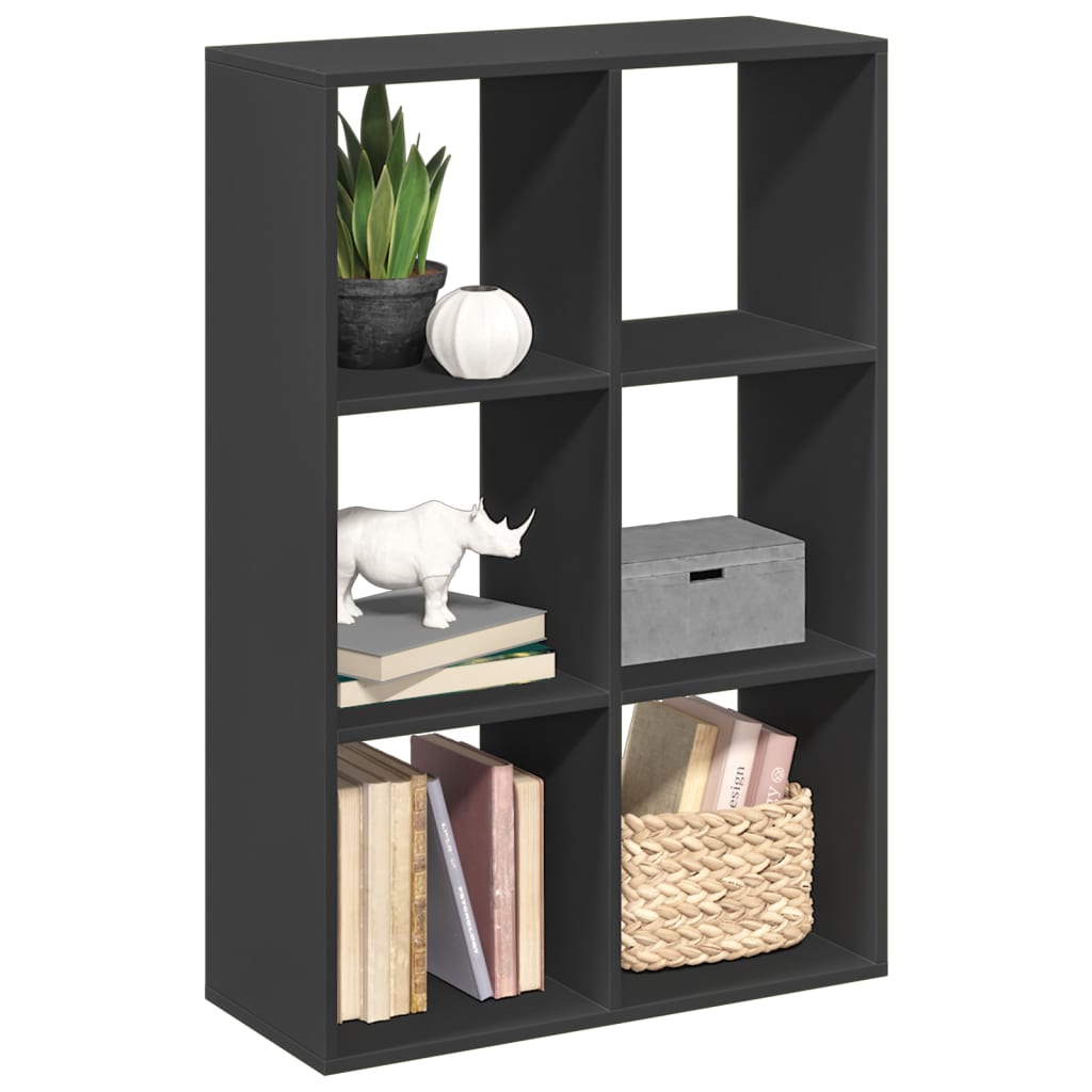 Room Divider Bookcase Black 69.5x29x103.5 cm Engineered Wood