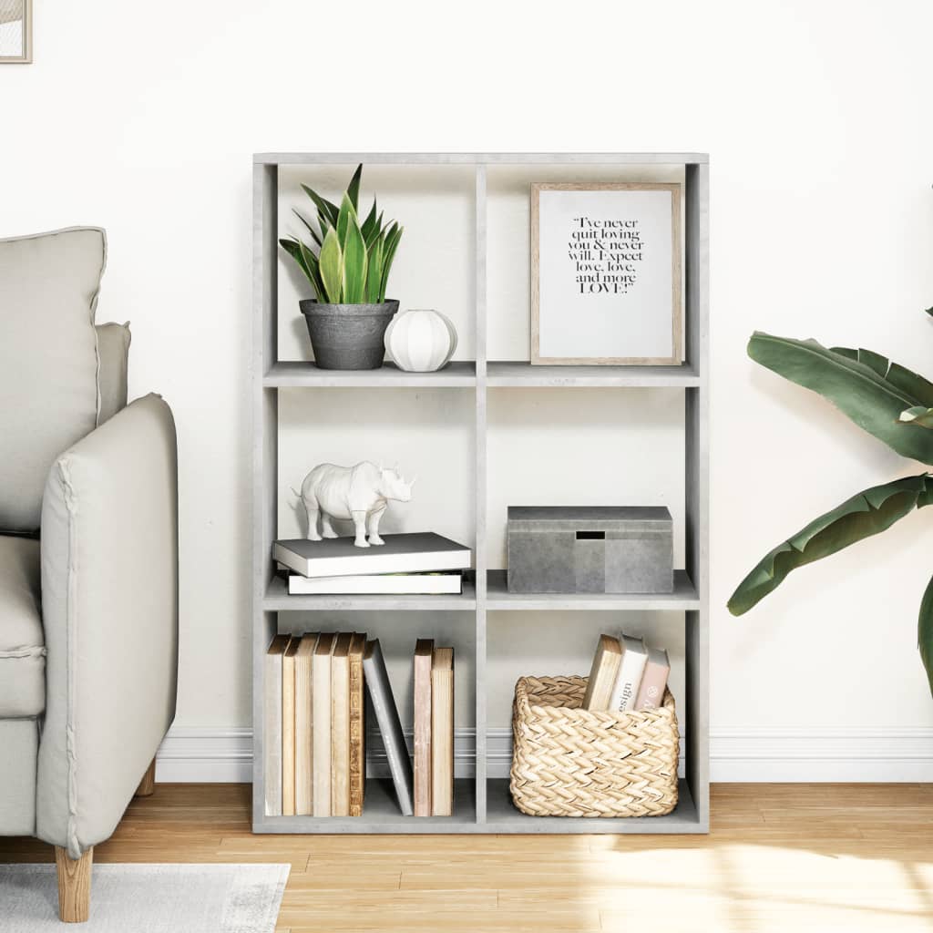 Room Divider Bookcase Concrete Grey 69.5x29x103.5 cm Engineered Wood