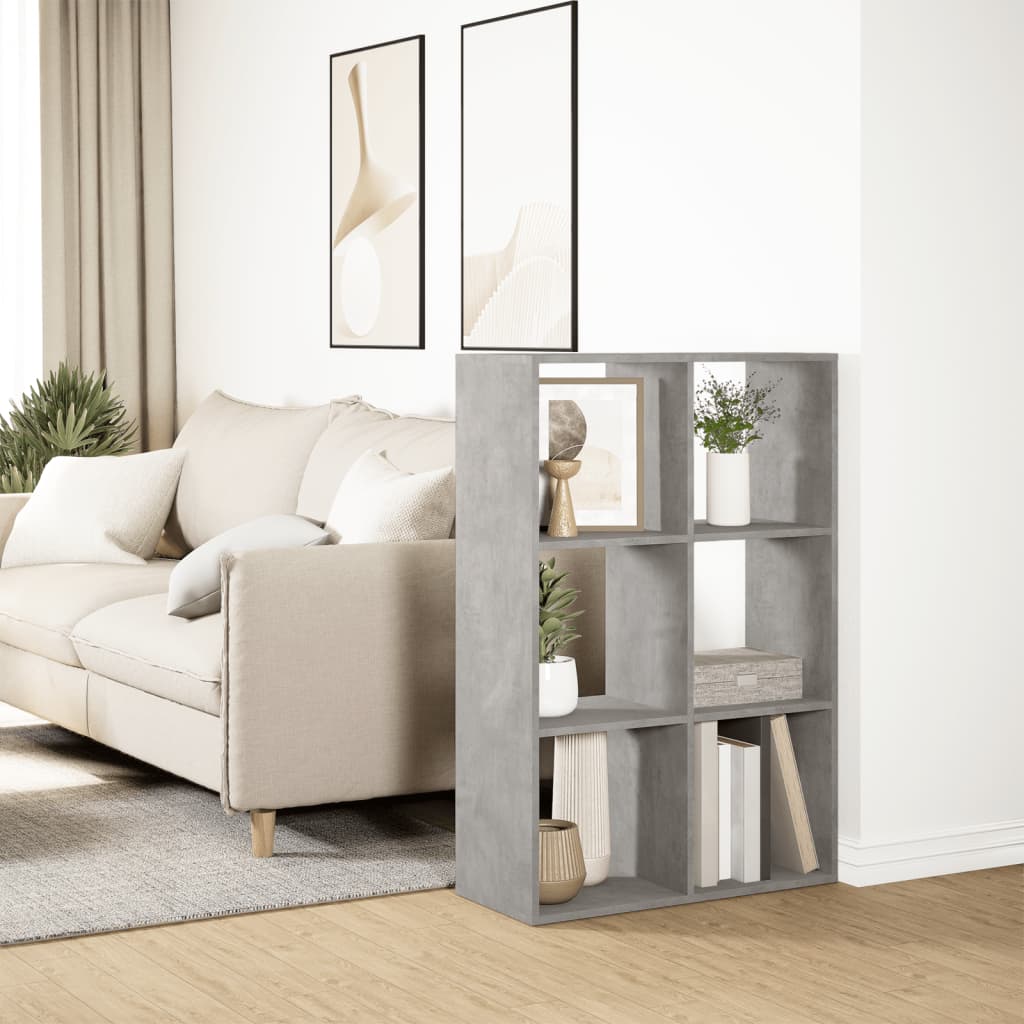 Room Divider Bookcase Concrete Grey 69.5x29x103.5 cm Engineered Wood