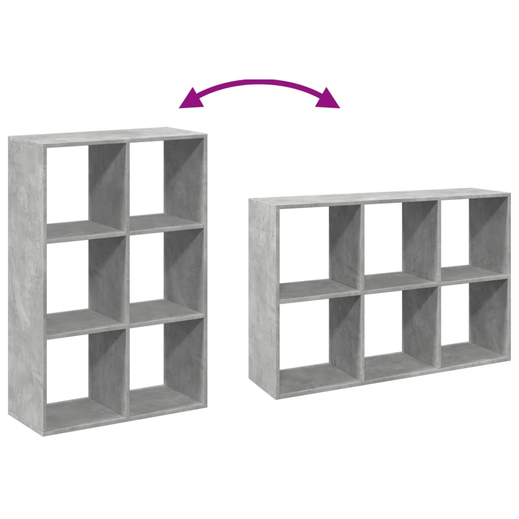 Room Divider Bookcase Concrete Grey 69.5x29x103.5 cm Engineered Wood