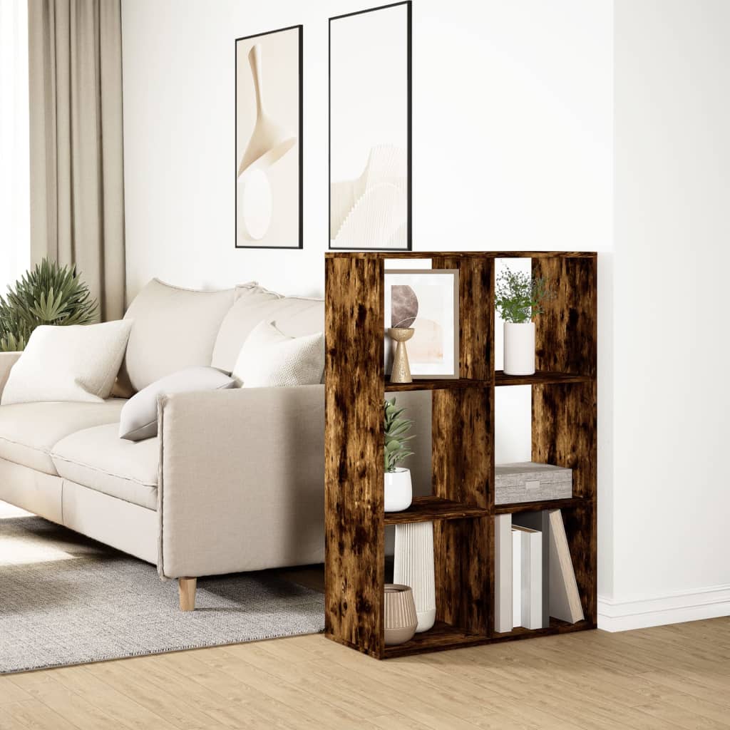 Room Divider Bookcase Smoked Oak 69.5x29x103.5 cm Engineered Wood