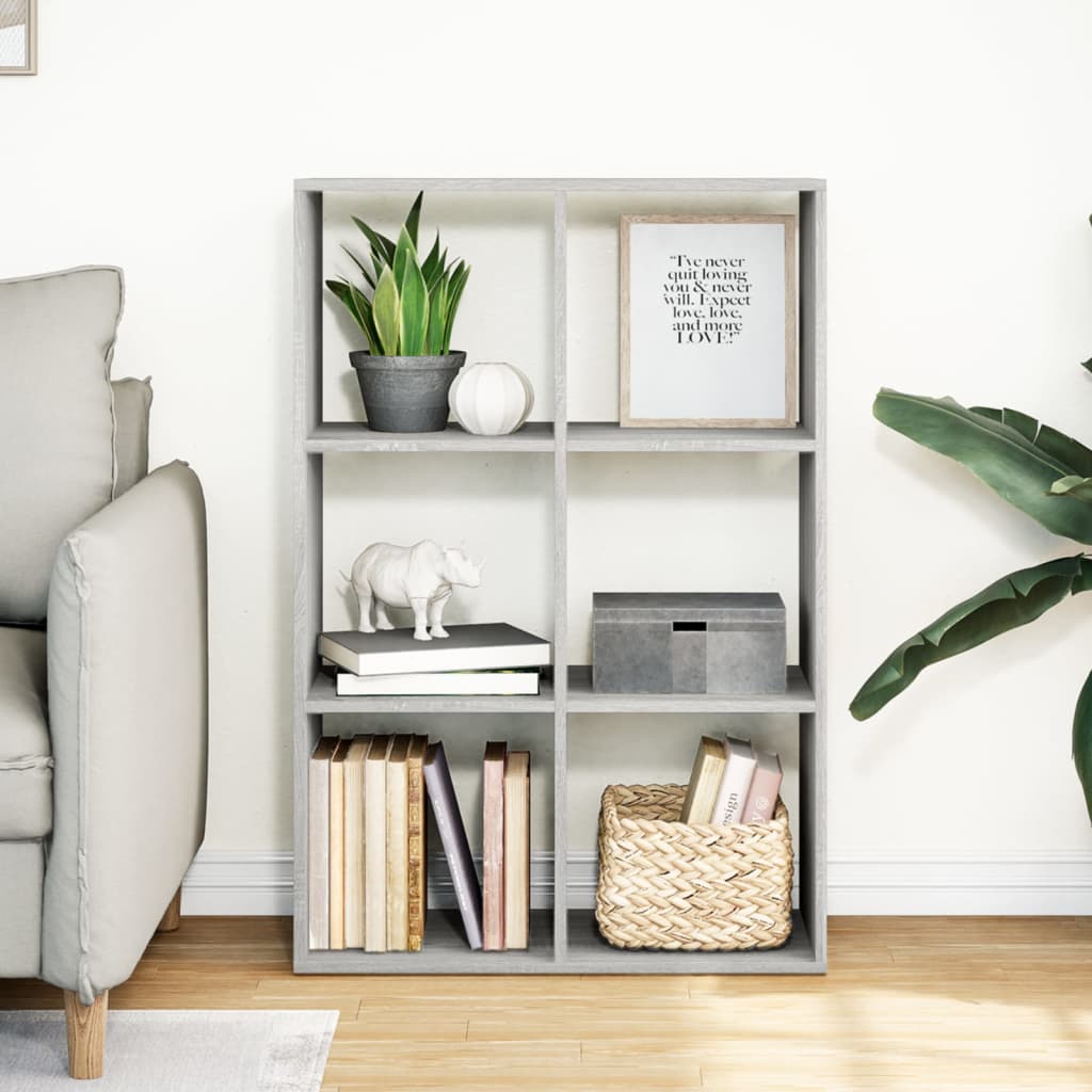 Room Divider Bookcase Grey Sonoma 69.5x29x103.5 cm Engineered Wood