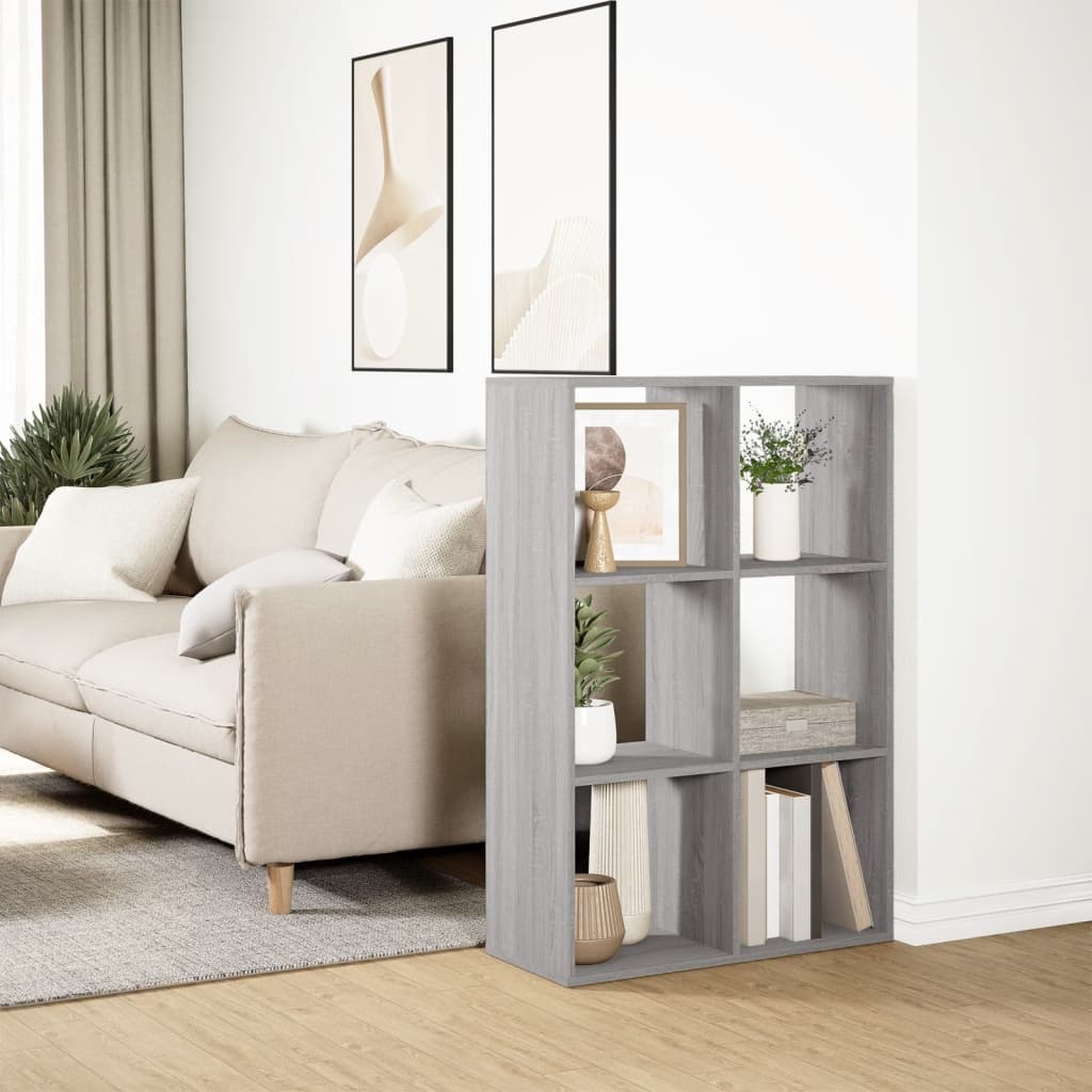 Room Divider Bookcase Grey Sonoma 69.5x29x103.5 cm Engineered Wood