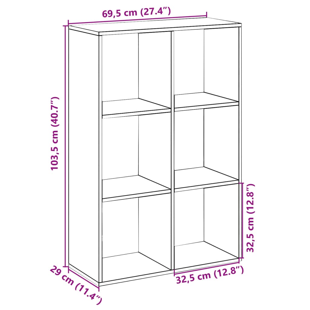 Room Divider Bookcase Brown Oak 69.5x29x103.5 cm Engineered Wood