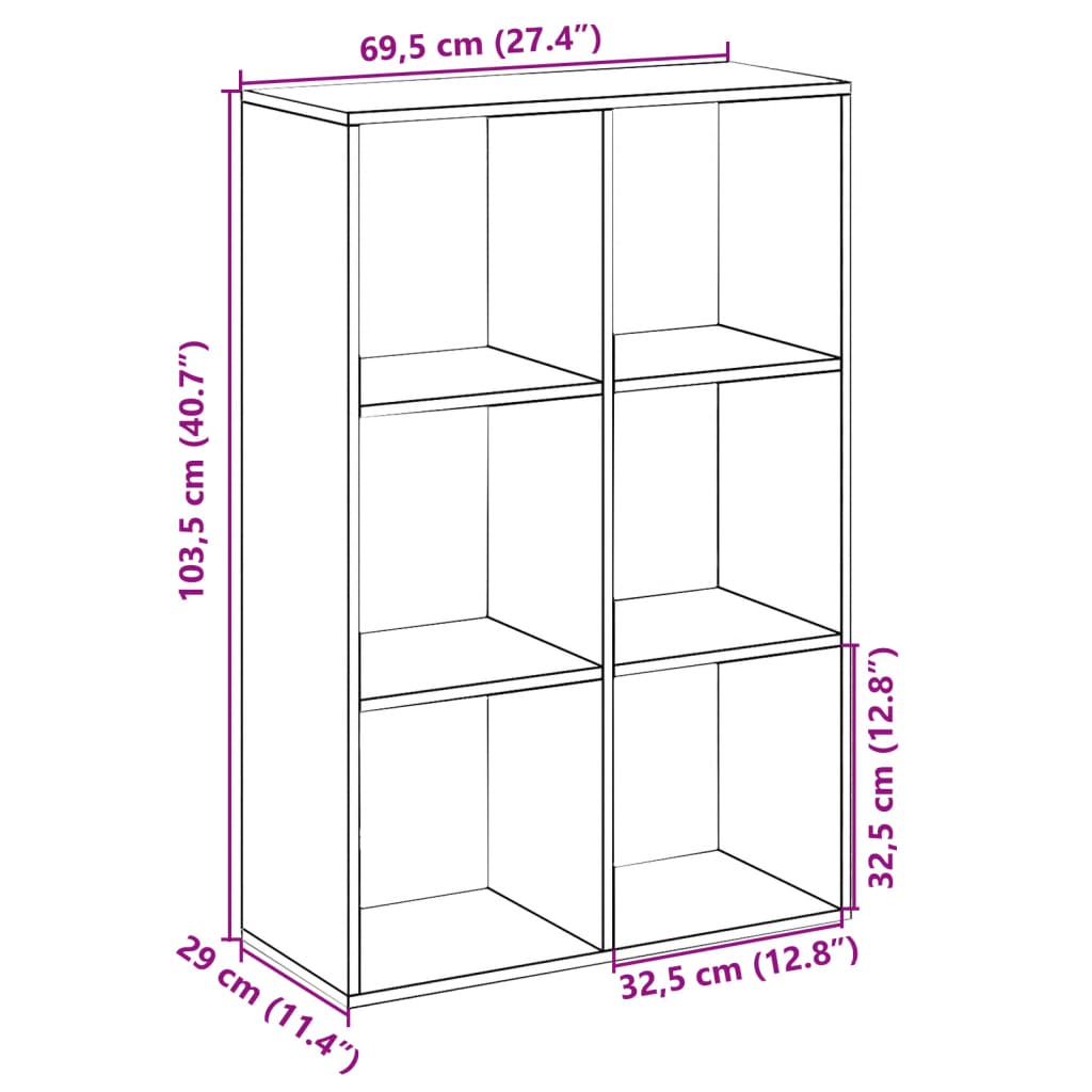 Room Divider Bookcase Artisan Oak 69.5x29x103.5 cm Engineered Wood