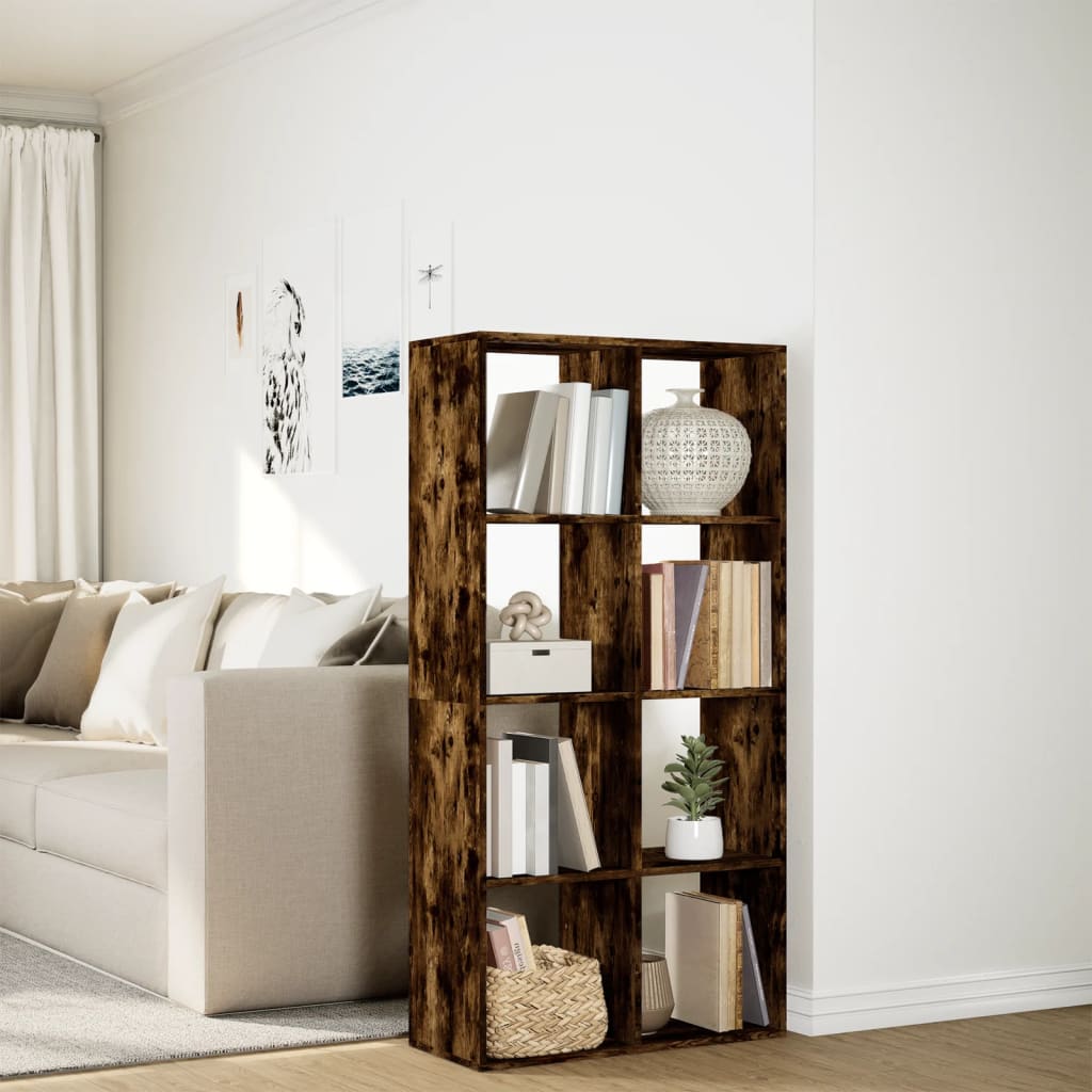 Room Divider Bookcase Smoked Oak 69.5x29x137.5 cm Engineered Wood