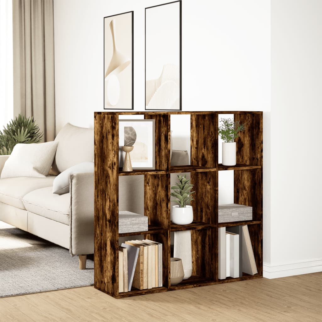 Room Divider Bookcase Smoked Oak 102x29x103.5 cm Engineered Wood