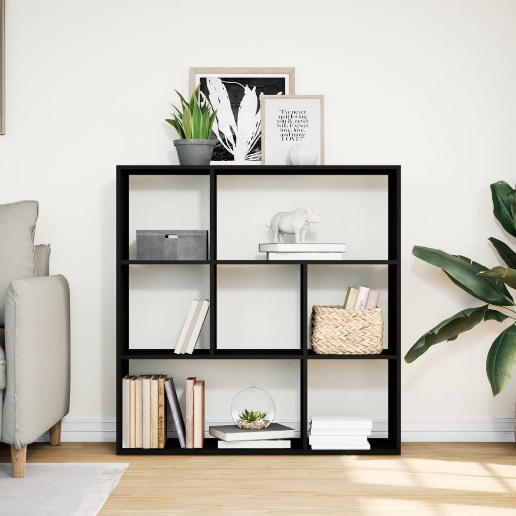 Room Divider Bookcase Black 102x29x103.5 cm Engineered Wood