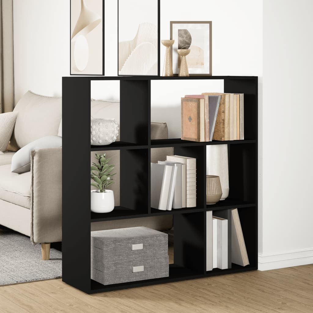 Room Divider Bookcase Black 102x29x103.5 cm Engineered Wood