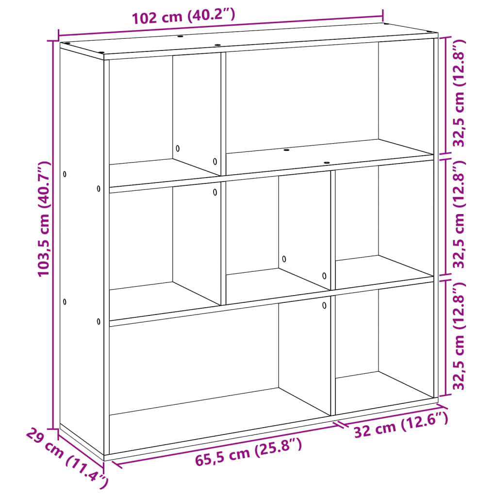 Room Divider Bookcase Black 102x29x103.5 cm Engineered Wood