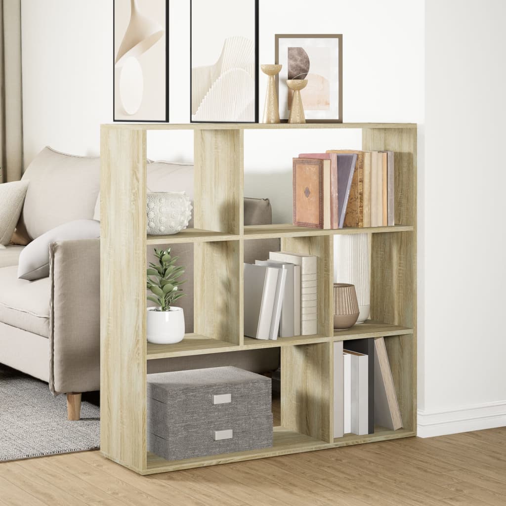 Room Divider Bookcase Sonoma Oak 102x29x103.5 cm Engineered Wood